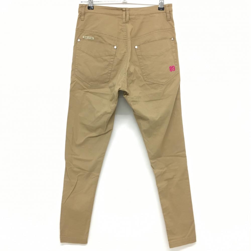 【美品】パーリーゲイツ パンツ ベージュ ティー装着可 刺しゅうピンク レディース 0(S) ゴルフウェア PEARLY GATES