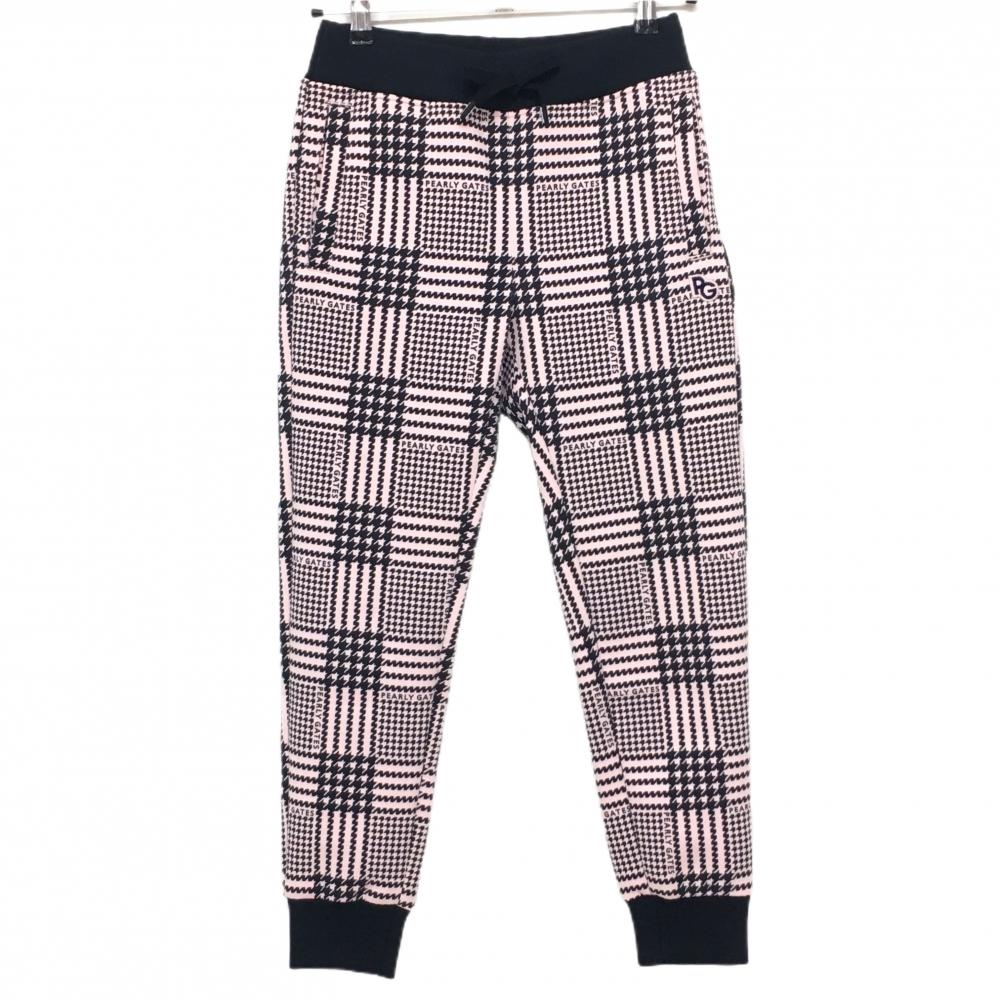 【美品】パーリーゲイツ パンツ ピンク×黒 千鳥格子 レディース 0(S) ゴルフウェア PEARLY GATES
