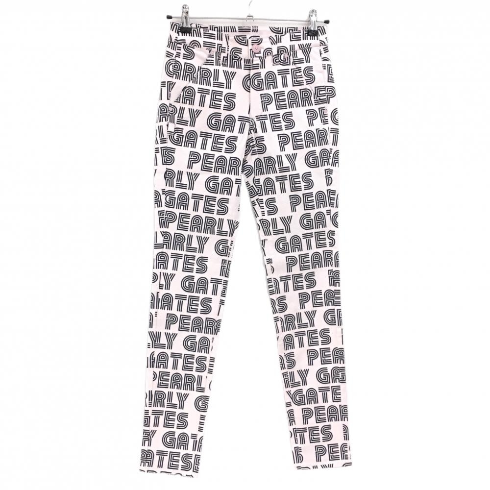 【新品】パーリーゲイツ パンツ ピンク×黒 ロゴ総柄 ストレッチ  レディース 00(XS) ゴルフウェア PEARLY GATES