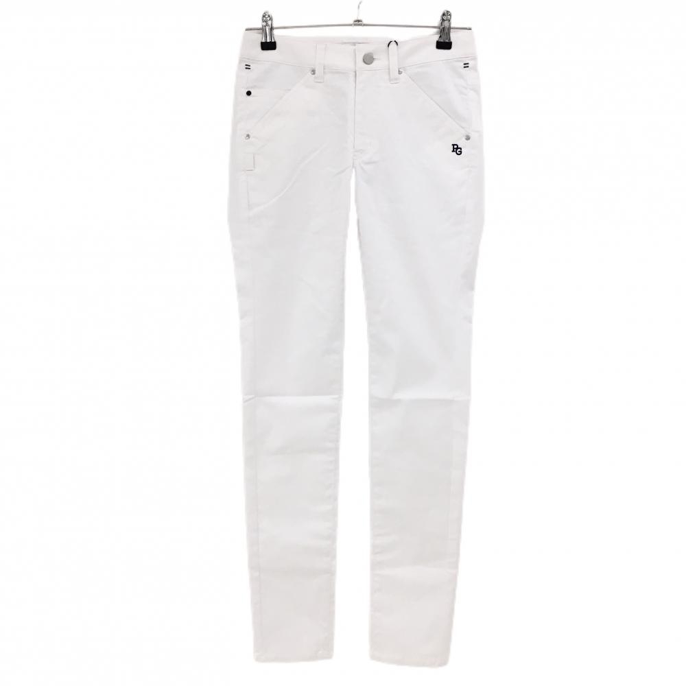 【新品】パーリーゲイツ パンツ 白×ネイビー ロゴ刺しゅう レディース 1(M) ゴルフウェア PEARLY GATES