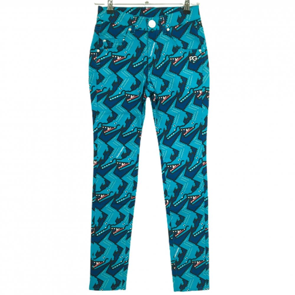 【新品】パーリーゲイツ パンツ ネイビー×ブルー ワニ柄 ロゴ刺しゅう 接触冷感 レディース 00(XS) ゴルフウェア PEARLY GATES