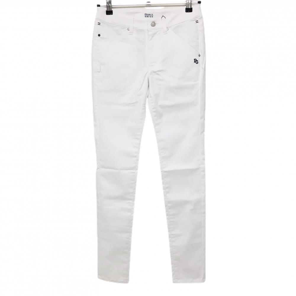 【新品】パーリーゲイツ パンツ 白×ネイビー ロゴ刺しゅう ストレッチ レディース 0(S) ゴルフウェア PEARLY GATES