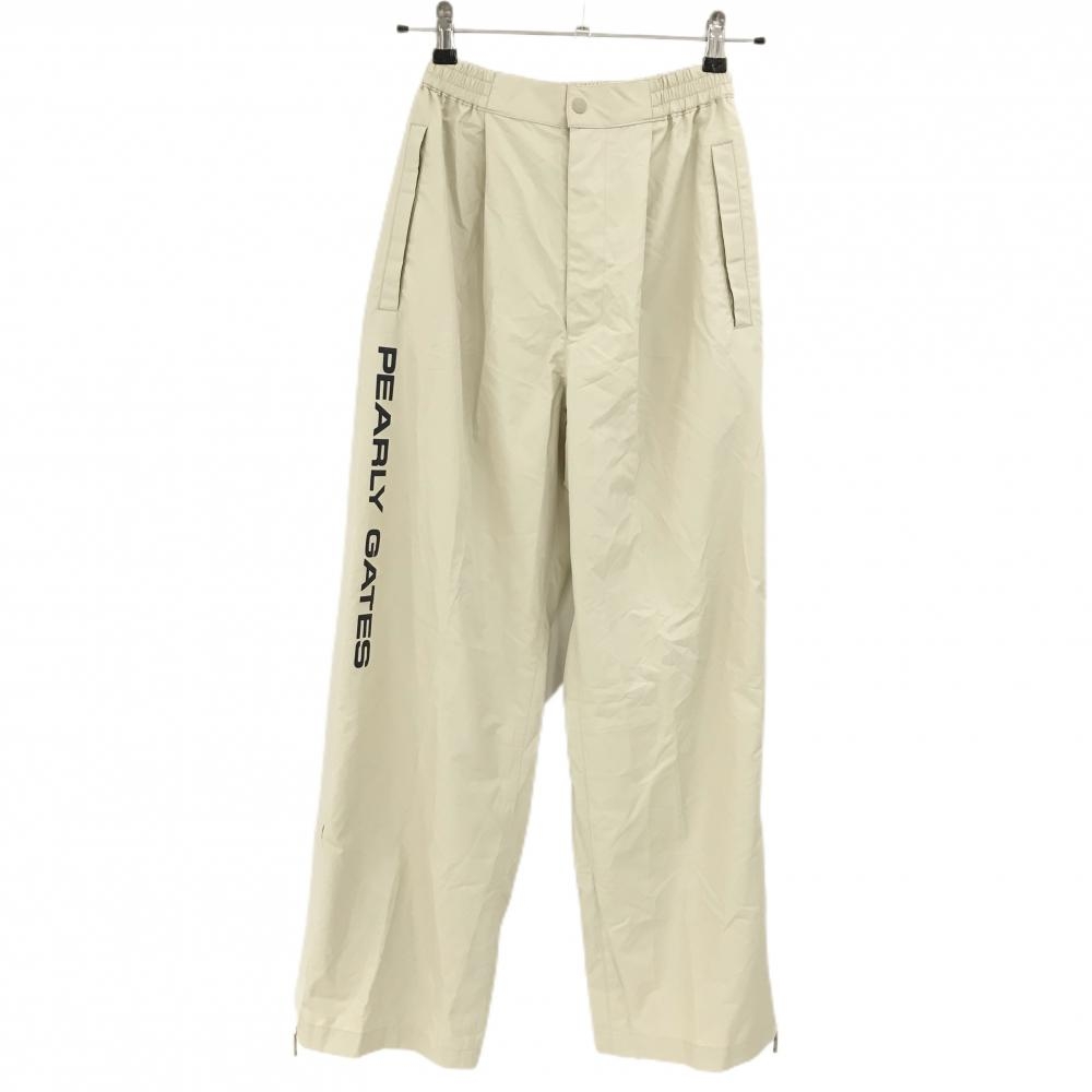 【美品】パーリーゲイツ パンツ ベージュ サイドロゴ ウエスト一部ゴム ジップ部汚れ小 レディース SMALL ゴルフウェア PEARLY GATES