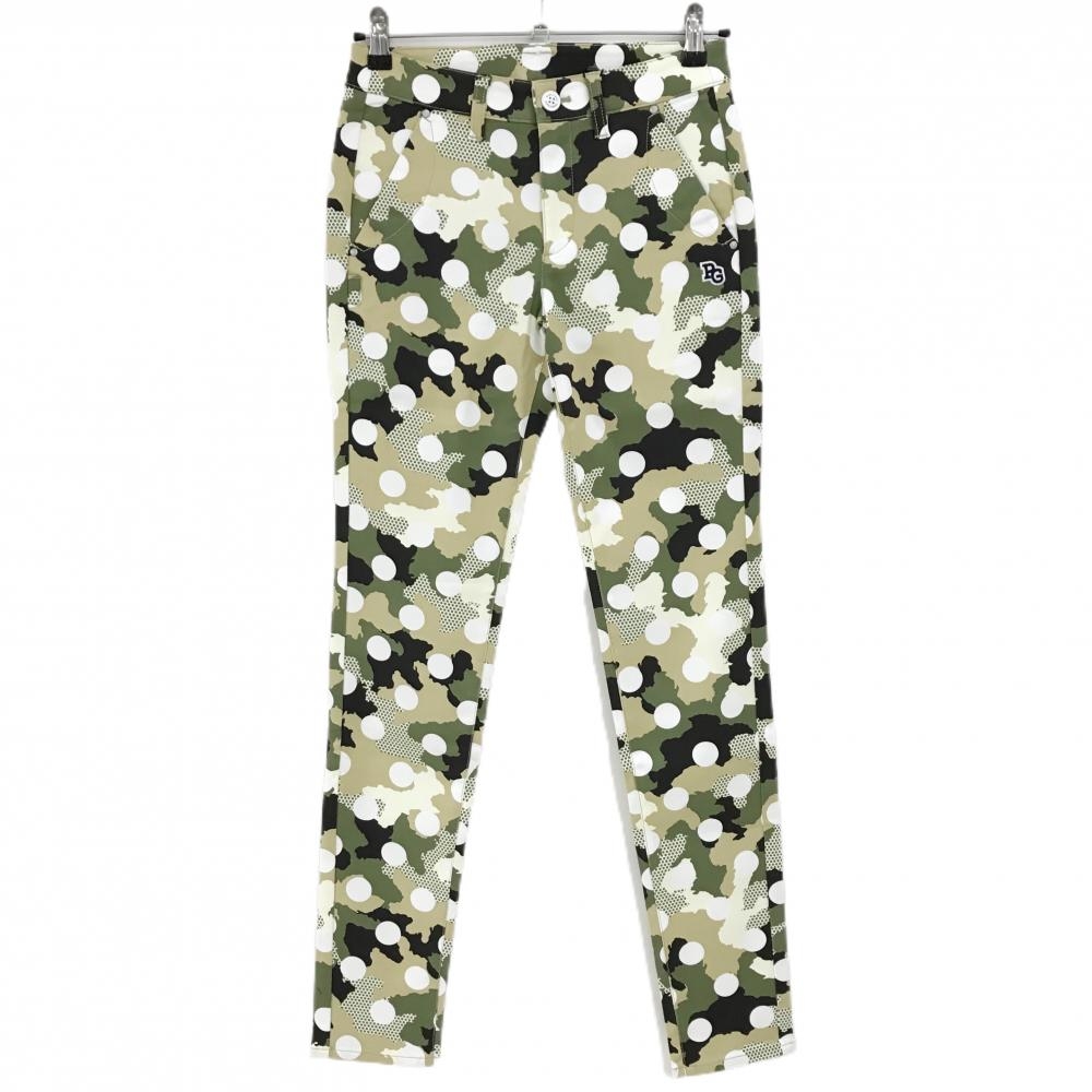 【新品】パーリーゲイツ パンツ カーキ×白 カモフラ調 迷彩 ドット ロゴ刺しゅう レディース 0(S) ゴルフウェア PEARLY GATES
