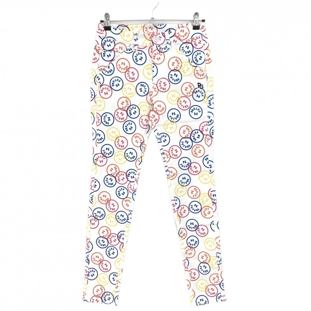 【新品】パーリーゲイツ パンツ 白×マルチカラー FUTUREニコ ストレッチ レディース 0(S) ゴルフウェア PEARLY GATES