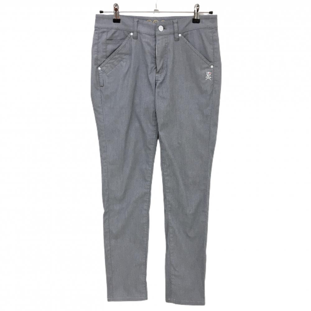 【美品】パーリーゲイツ パンツ グレー 織生地 ニコちゃん スマイル レディース 1(M) ゴルフウェア PEARLY GATES