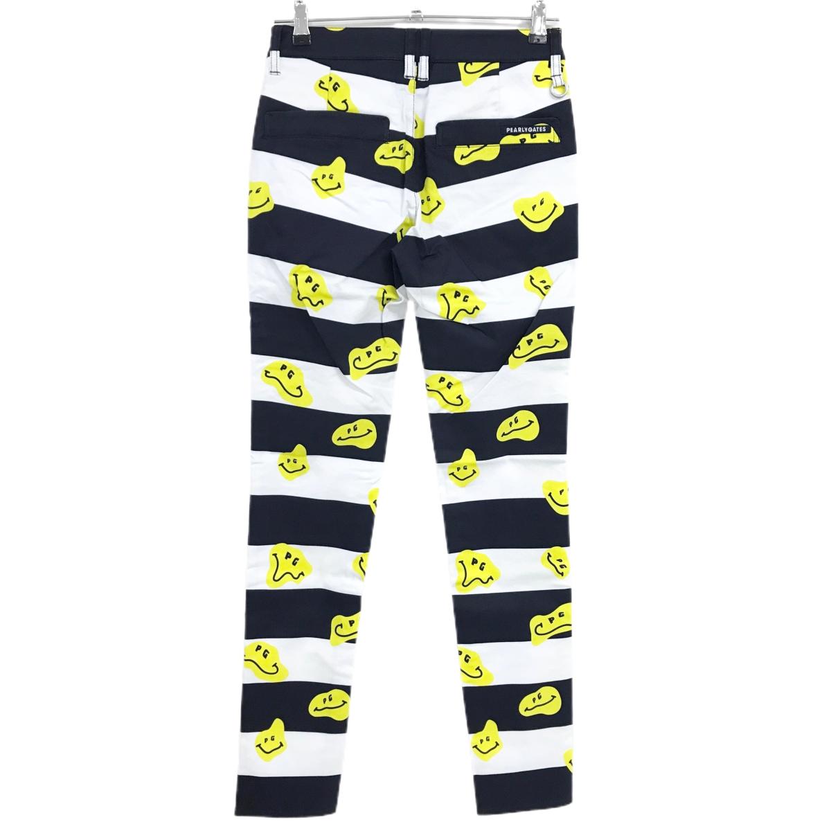 【新品】パーリーゲイツ パンツ 白×ネイビー×イエロー TOKE NIKO ボーダー レディース 0(S) ゴルフウェア PEARLY GATES