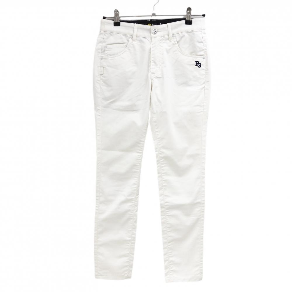 【美品】パーリーゲイツ パンツ 白 ストレッチ バンダナ付 ニコちゃん スマイル  レディース 0(S) ゴルフウェア PEARLY GATES