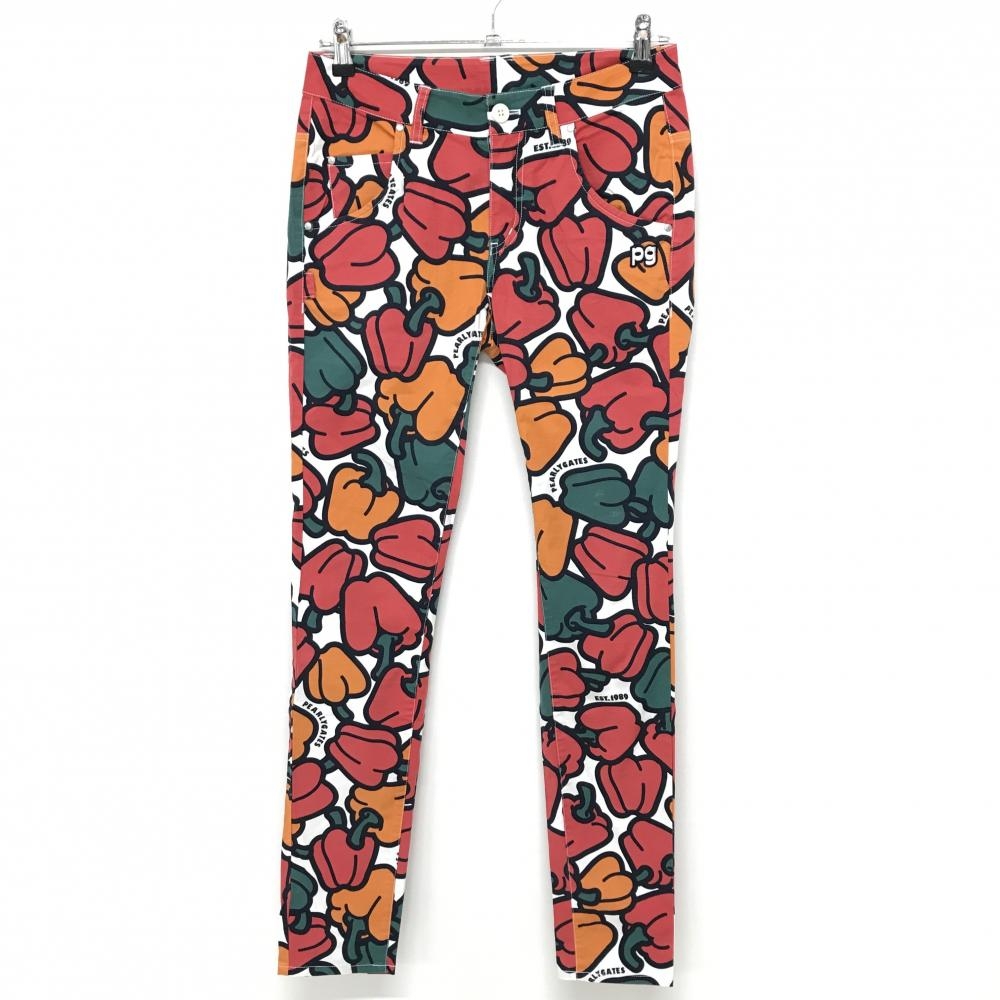 パーリーゲイツ パンツ レッド×オレンジ パプリカ柄 レディース 1(M) ゴルフウェア PEARLY GATES