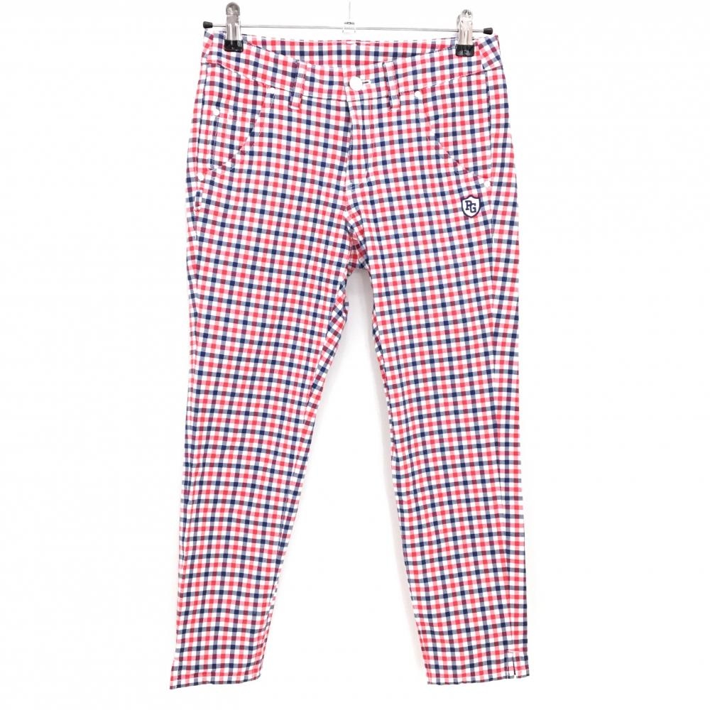 【超美品】パーリーゲイツ パンツ レッド×ネイビー チェック ティー装着可  レディース 0(S) ゴルフウェア PEARLY GATES