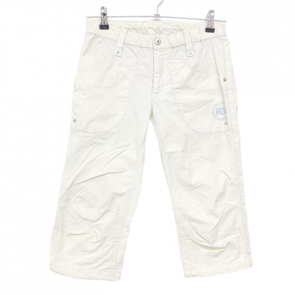 【美品】パーリーゲイツ 半端丈パンツ ライトベージュ系 バックロゴ ドローコード レディース 0(S) ゴルフウェア PEARLY GATES