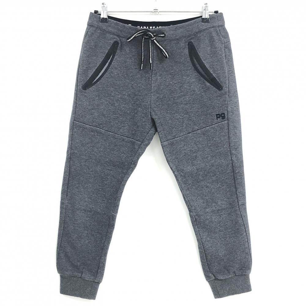 【美品】パーリーゲイツ ジョガーパンツ 杢ダークグレー ウエストゴム ロゴ刺しゅう レディース 1(M) ゴルフウェア PEARLY GATES