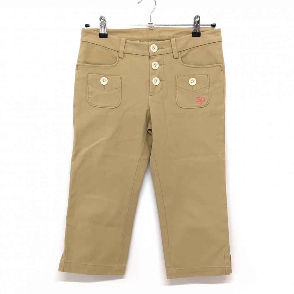 パーリーゲイツ 七分丈パンツ ライトブラウン×ピンク ロゴ刺しゅう  レディース 1(M) ゴルフウェア PEARLY GATES