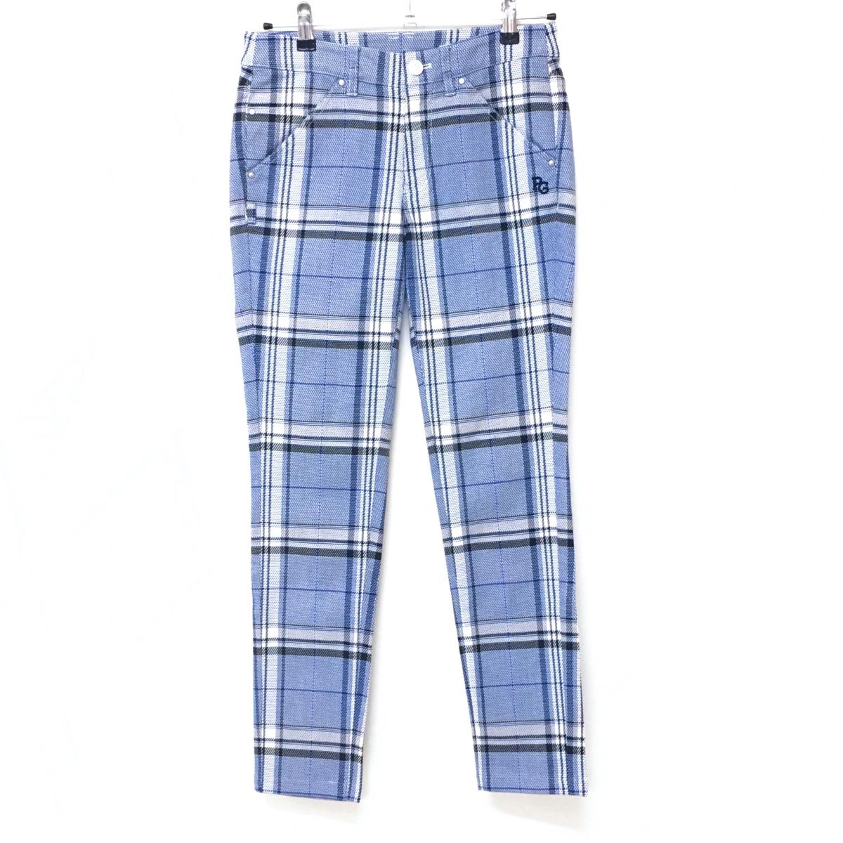 【超美品】パーリーゲイツ パンツ ネイビー系×白×黒 チェック ストレッチ レディース 1(M) ゴルフウェア PEARLY GATES