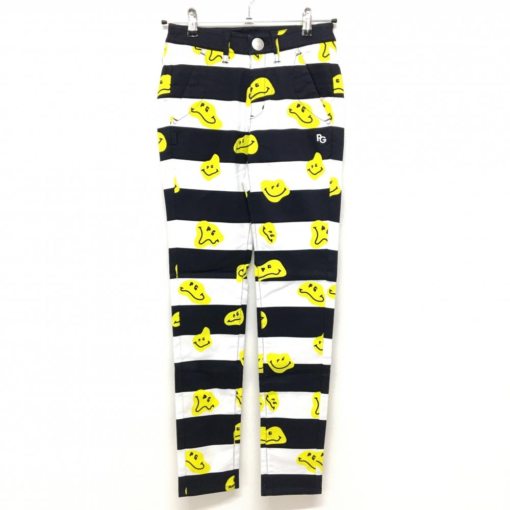 【新品】パーリーゲイツ パンツ ネイビー×白×イエロー ボーダー TOKENIKO ストレッチ レディース 00(XS) ゴルフウェア PEARLY GATES