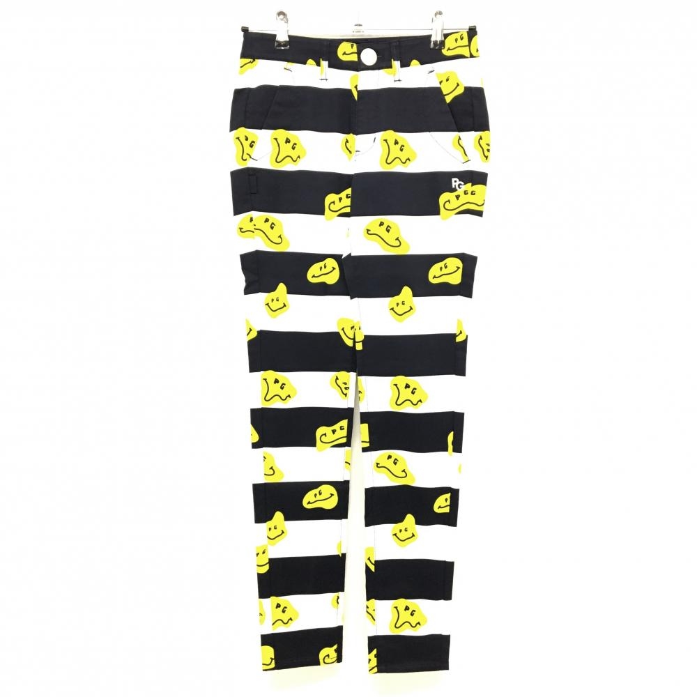 【新品】パーリーゲイツ パンツ ネイビー×白×イエロー ボーダー TOKENIKO ストレッチ レディース 0(S) ゴルフウェア PEARLY GATES