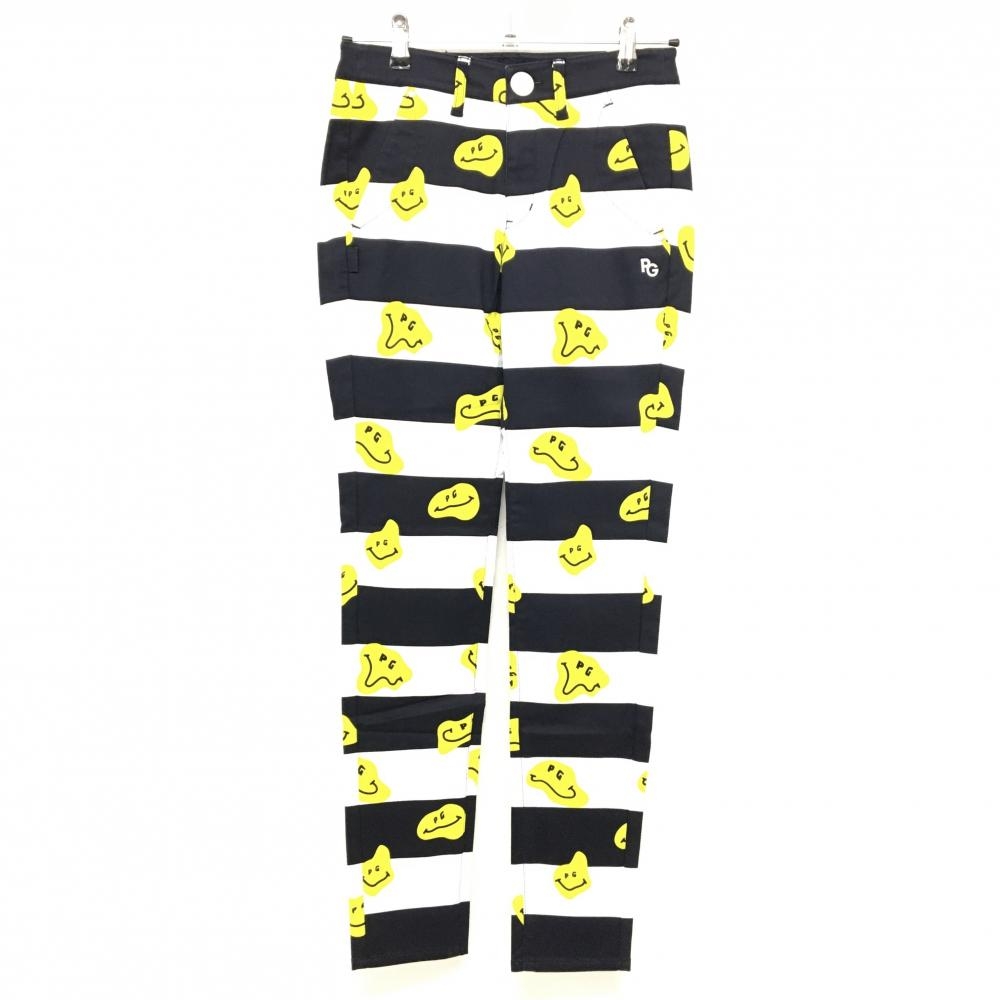 【新品】パーリーゲイツ パンツ ネイビー×白×イエロー ボーダー TOKENIKO ストレッチ レディース 0(S) ゴルフウェア PEARLY GATES