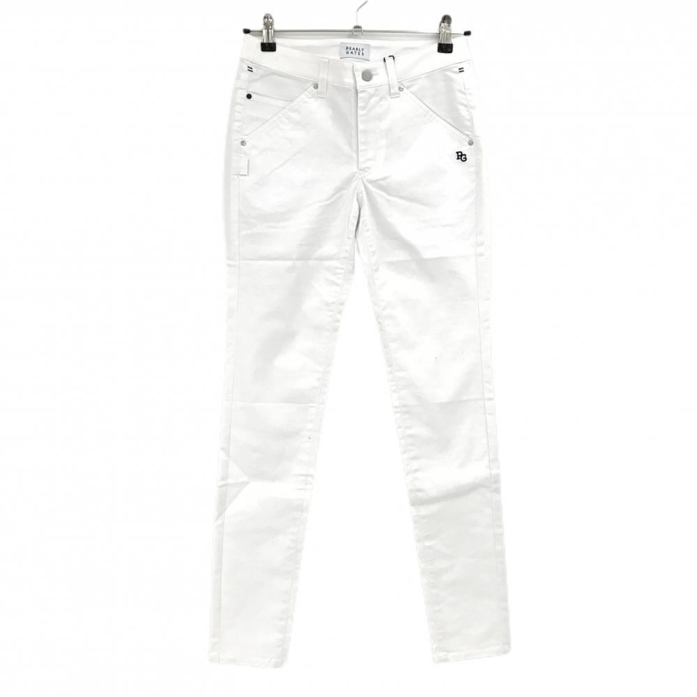 【新品】パーリーゲイツ パンツ 白×ネイビー ロゴ刺しゅう レディース 0(S) ゴルフウェア PEARLY GATES
