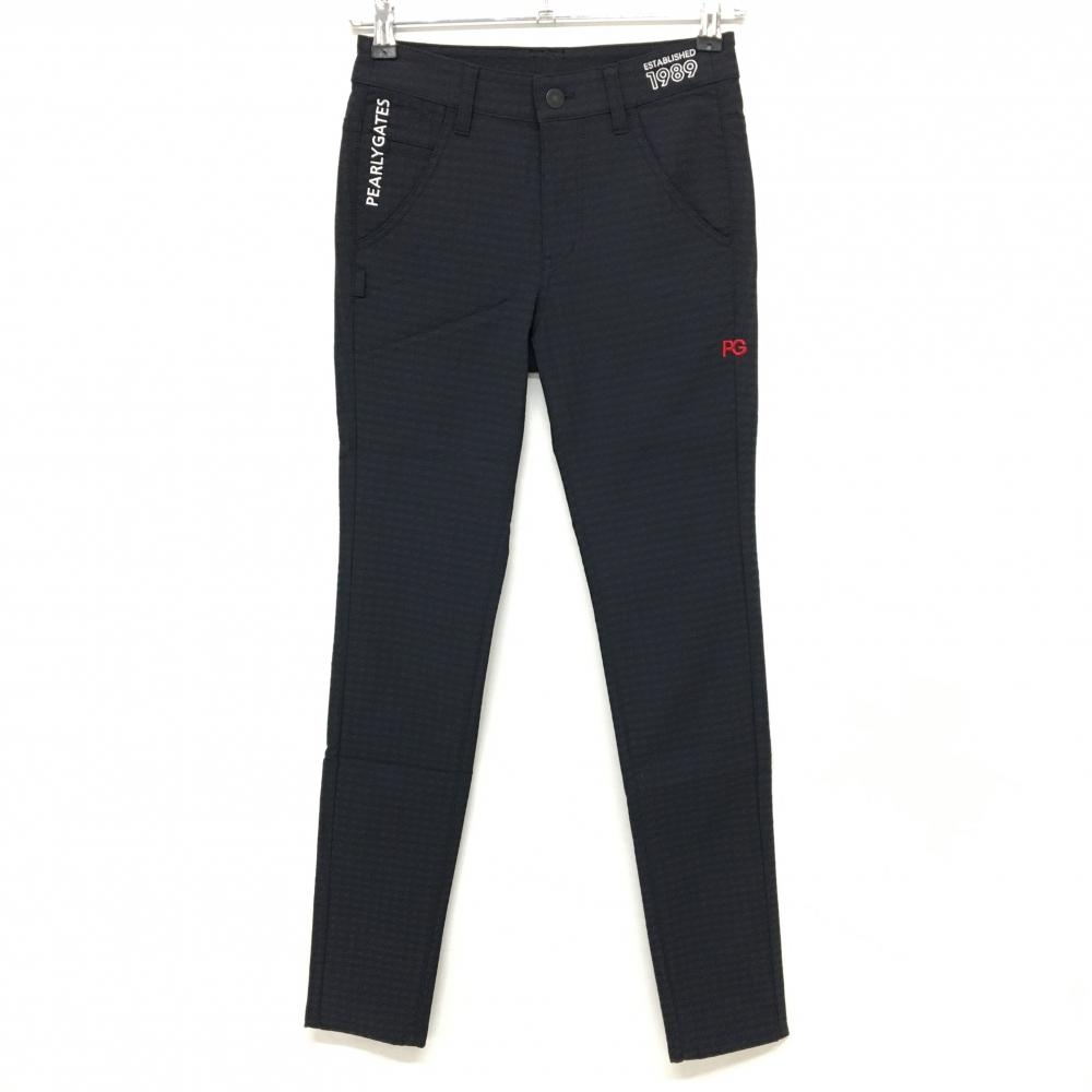 【新品】パーリーゲイツ パンツ ネイビー 総柄地模様 ロゴ刺しゅう レディース 00(XS) ゴルフウェア PEARLY GATES