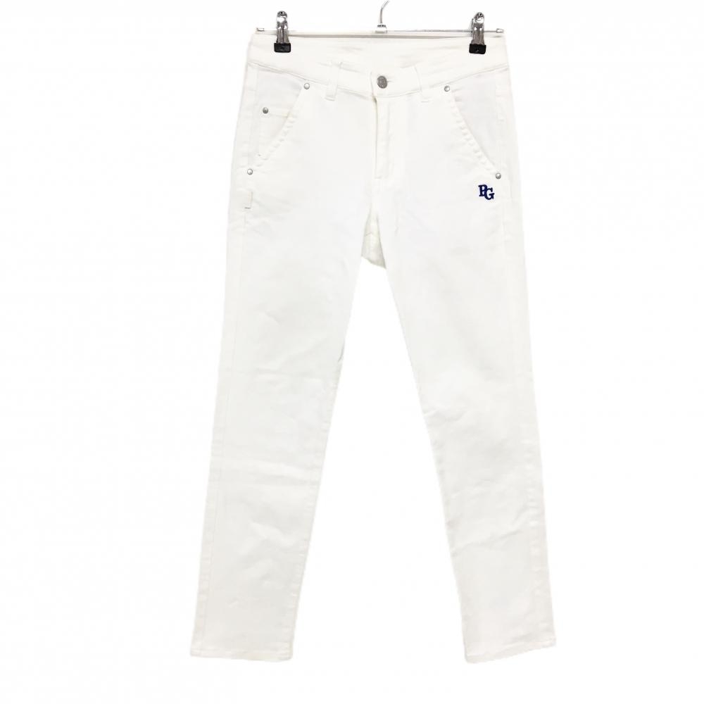 【美品】パーリーゲイツ パンツ 白 ストレッチ 内側ニコちゃん 30周年 レディース 0(S) ゴルフウェア PEARLY GATES