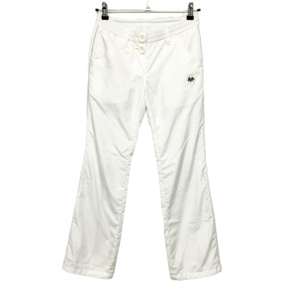 パーリーゲイツ×BarbieGolf パンツ 白 裏地付 裾ドローコード ウエストゴム  レディース 0(S) ゴルフウェア PEARLY GATES