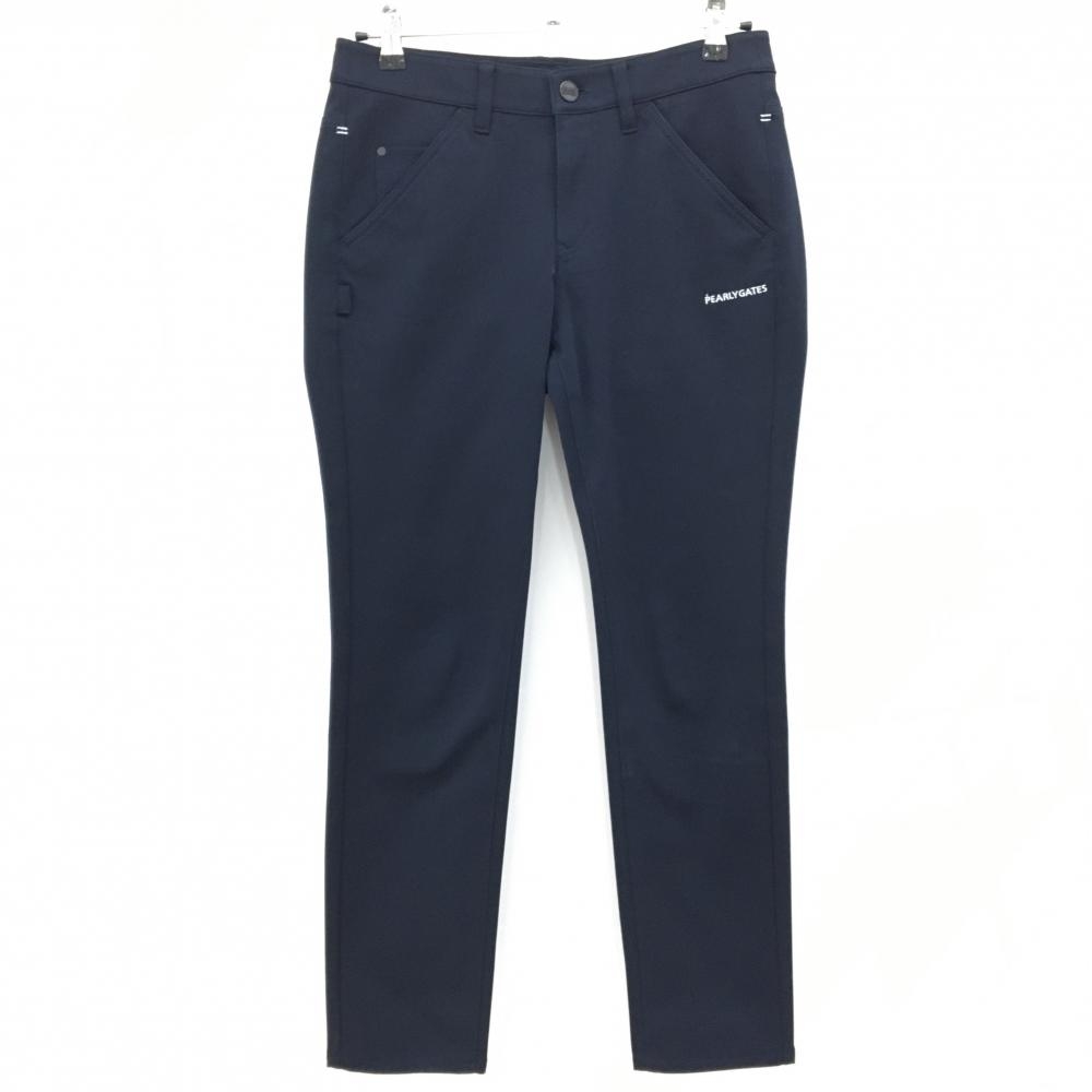 パーリーゲイツ パンツ ネイビー ロゴ白 ストレッチ レディース 2(L) ゴルフウェア PEARLY GATES