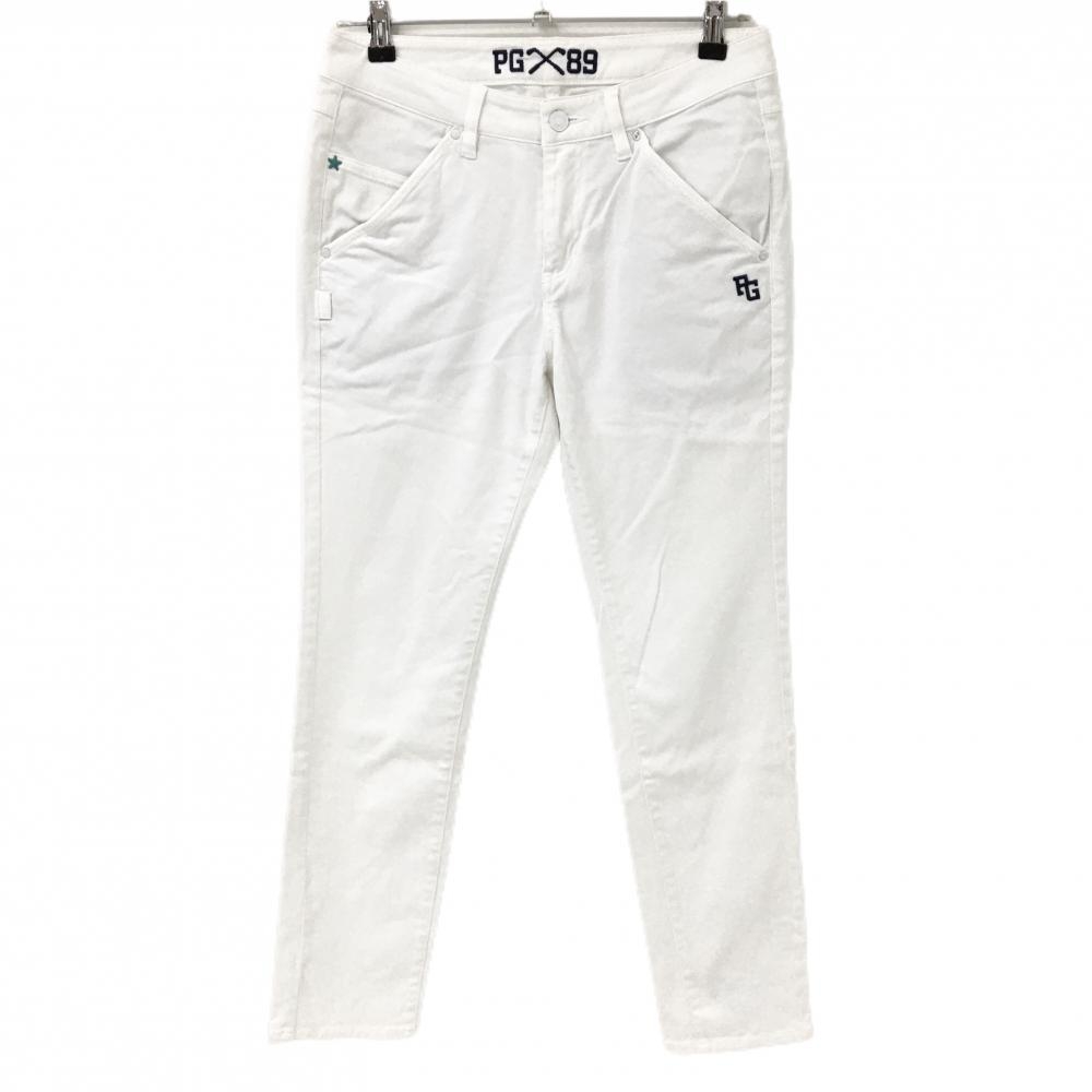 【美品】パーリーゲイツ パンツ 白 ロゴ刺しゅう 星  レディース 2(L) ゴルフウェア PEARLY GATES