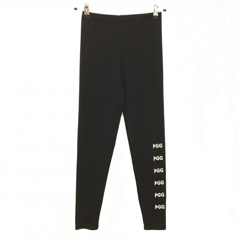 【超美品】PGGパーリーゲイツ レギンス 黒 裾ロゴ レディース FR ゴルフウェア PEARLY GATES