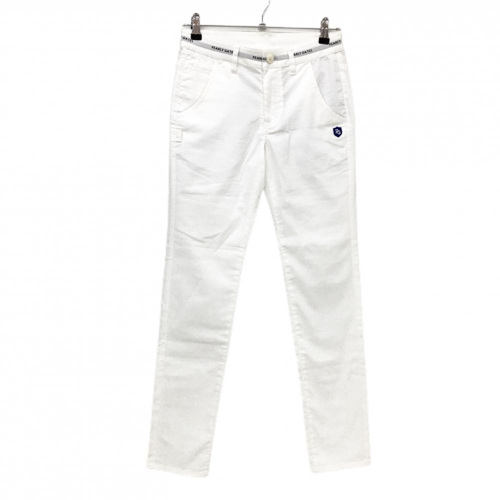 【超美品】パーリーゲイツ パンツ 白 ストレッチ ウエストロゴ レディース 0(S) ゴルフウェア PEARLY GATES