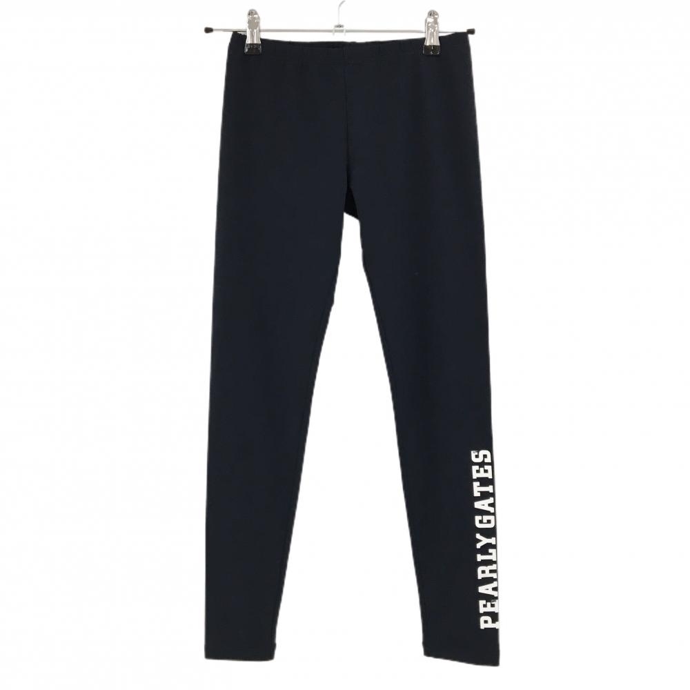 【美品】パーリーゲイツ レギンス ネイビー ストレッチ 裾ロゴ スパッツ  レディース FR ゴルフウェア PEARLY GATES