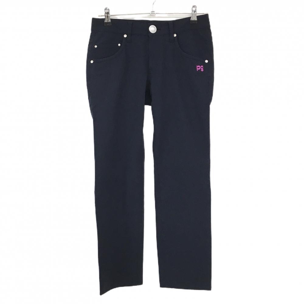 【美品】パーリーゲイツ パンツ ネイビー×ピンク ヒッププリント ストレッチ レディース 1(M) ゴルフウェア PEARLY GATES