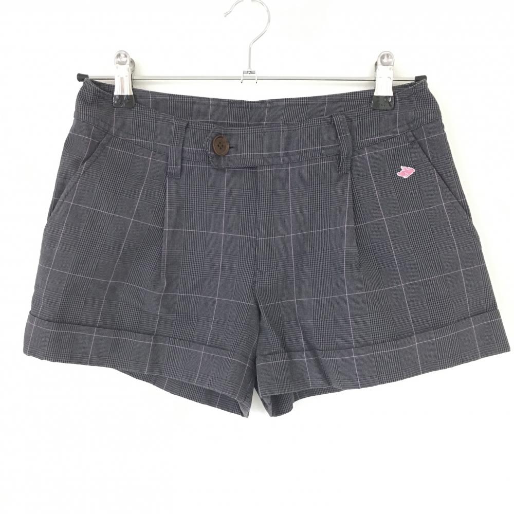 【超美品】パーリーゲイツ ショートパンツ グレー×ピンク グレンチェック コットン混 レディース 0(S) ゴルフウェア PEARLY GATES