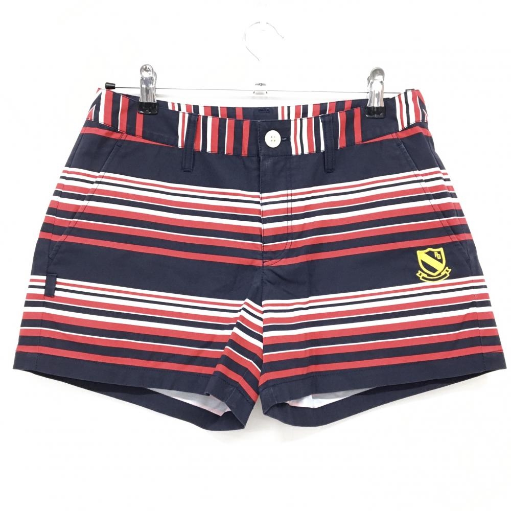 パーリーゲイツ ショートパンツ ネイビー×レッド×白 ボーダー ロゴ刺しゅう  レディース 表記なし ゴルフウェア サンプル品 PEARLY GATES