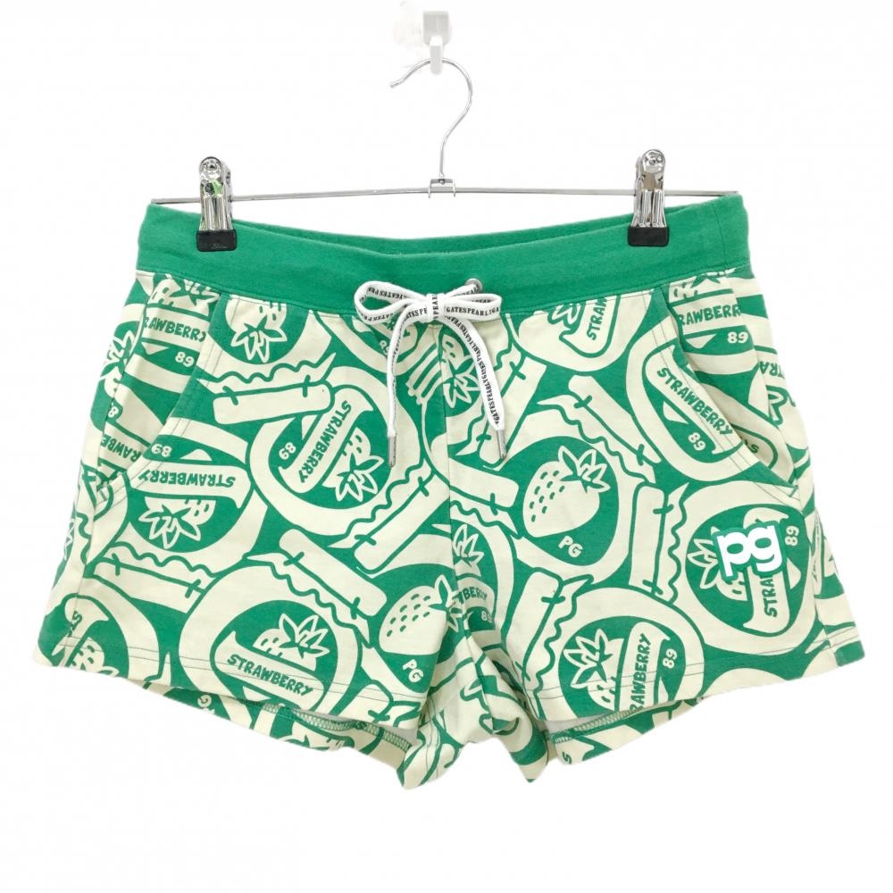 パーリーゲイツ ショートパンツ ベージュ系×グリーン 総柄 ロゴ イチゴ  レディース 0(S) ゴルフウェア PEARLY GATES