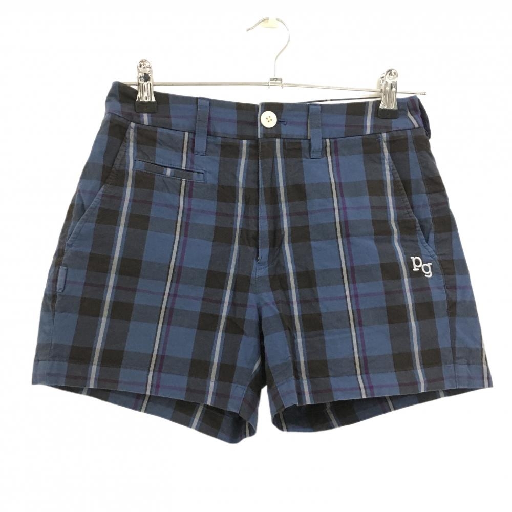 パーリーゲイツ ショートパンツ ダークネイビー×パープル チェック レディース 0(S) ゴルフウェア PEARLY GATES