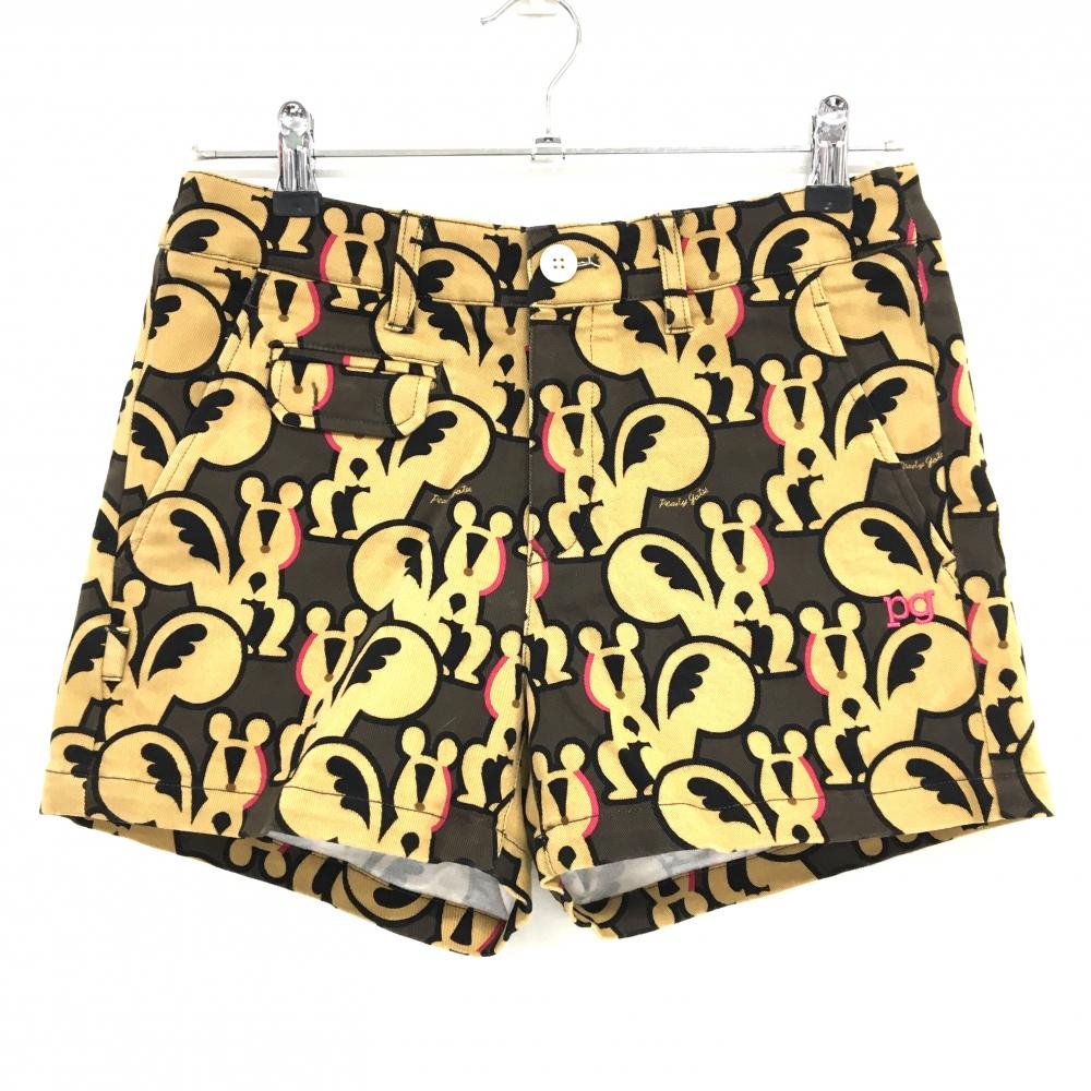 【美品】パーリーゲイツ ショートパンツ ダークブラウン×ベージュ リス総柄  レディース 0(S) ゴルフウェア PEARLY GATES