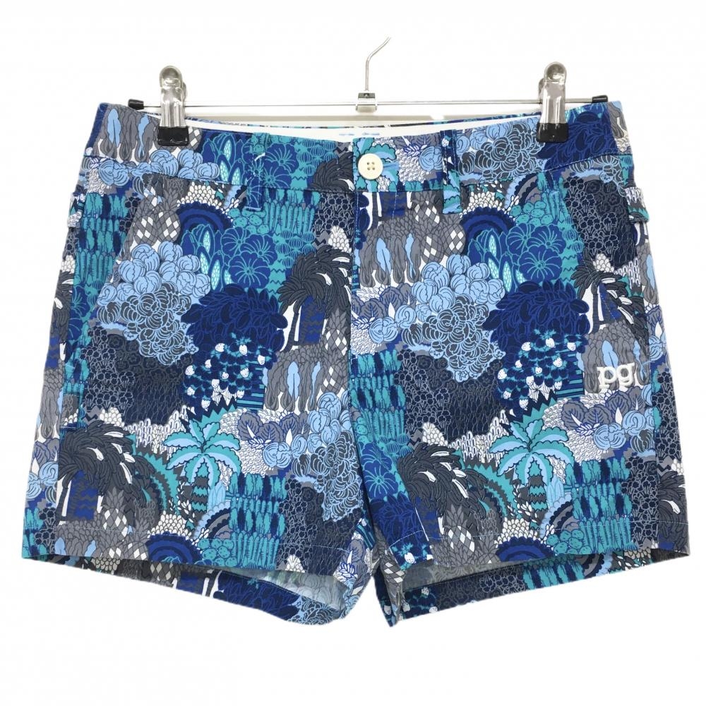 【超美品】パーリーゲイツ ショートパンツ ネイビー×ライトブルー 総柄  レディース 1(M) ゴルフウェア PEARLY GATES
