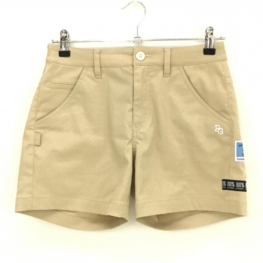 【超美品】パーリーゲイツ ショートパンツ ベージュ ストレッチ ワッペン ロゴ白 レディース 0(S) ゴルフウェア 2025年モデル PEARLY GATES