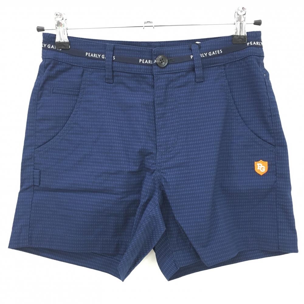 【新品】パーリーゲイツ ショートパンツ ネイビー×ダークネイビー 総柄織生地  レディース 00(XS) ゴルフウェア PEARLY GATES
