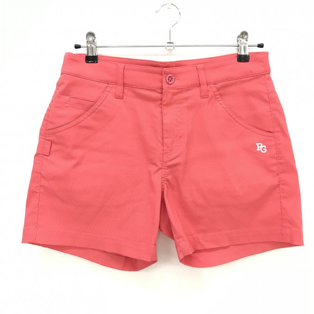 【超美品】パーリーゲイツ ショートパンツ サーモンオレンジ 細ストライプ レディース 1(M) ゴルフウェア 2024年モデル PEARLY GATES