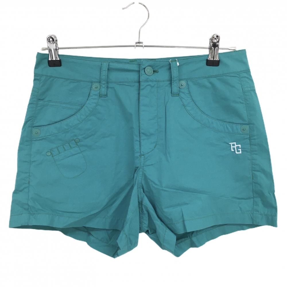 【新品】パーリーゲイツ ショートパンツ ライトグリーン 無地 ロゴ刺しゅう コットン混 レディース 0(S) ゴルフウェア PEARLY GATES