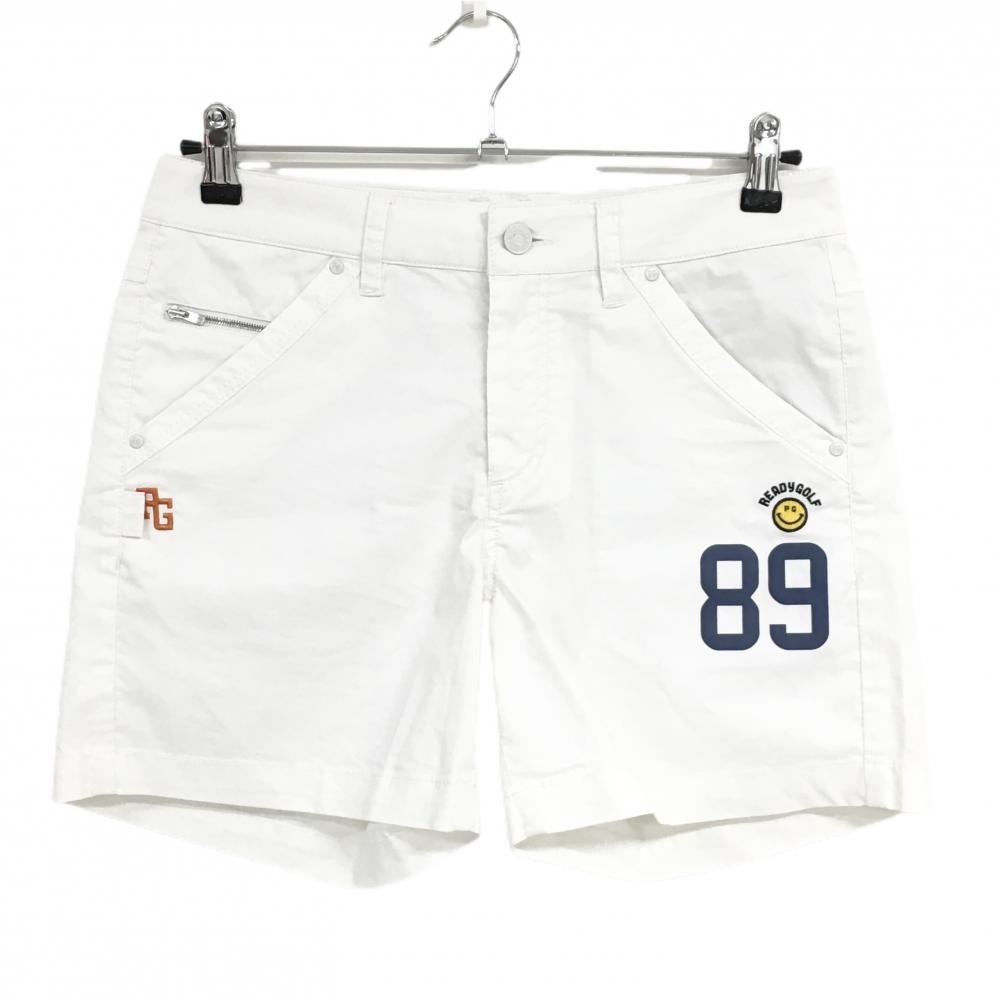 【美品】パーリーゲイツ ショートパンツ 白 ニコちゃん スマイル  レディース 1(M) ゴルフウェア PEARLY GATES