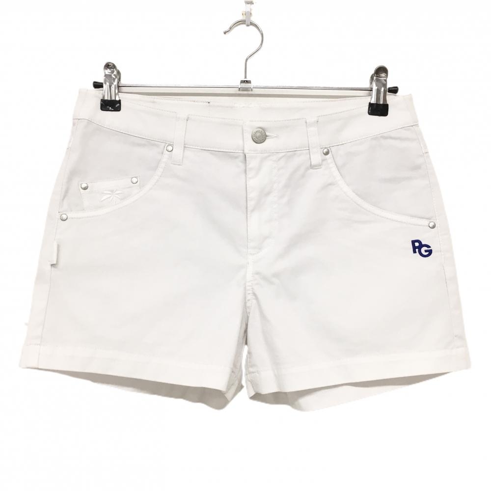 【美品】パーリーゲイツ ショートパンツ 白 ヤシの木刺しゅう レディース 1(M) ゴルフウェア 2023年モデル PEARLY GATES
