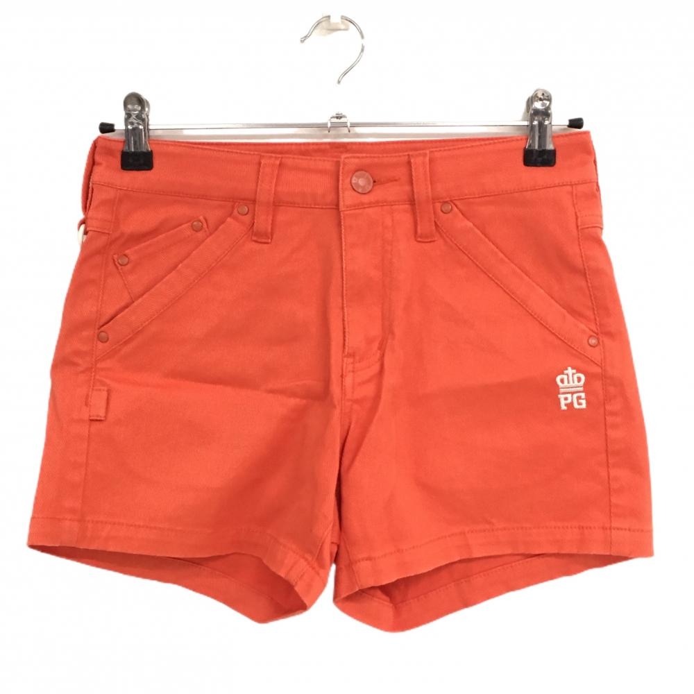 パーリーゲイツ ショートパンツ オレンジ ロゴ刺しゅう白 レディース 00(XS) ゴルフウェア PEARLY GATES