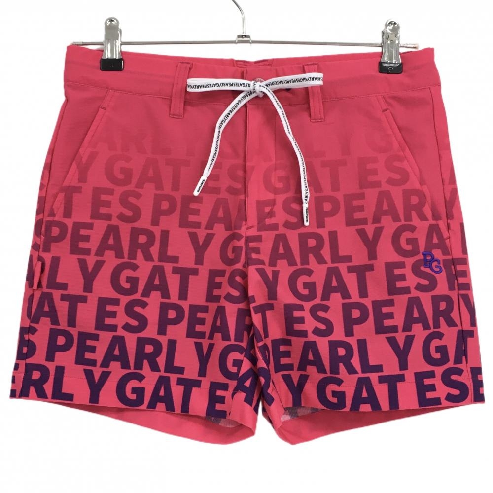 【超美品】パーリーゲイツ ショートパンツ ピンク×ネイビー系 ロゴ総柄 グラデーション レディース 0(S) ゴルフウェア PEARLY GATES