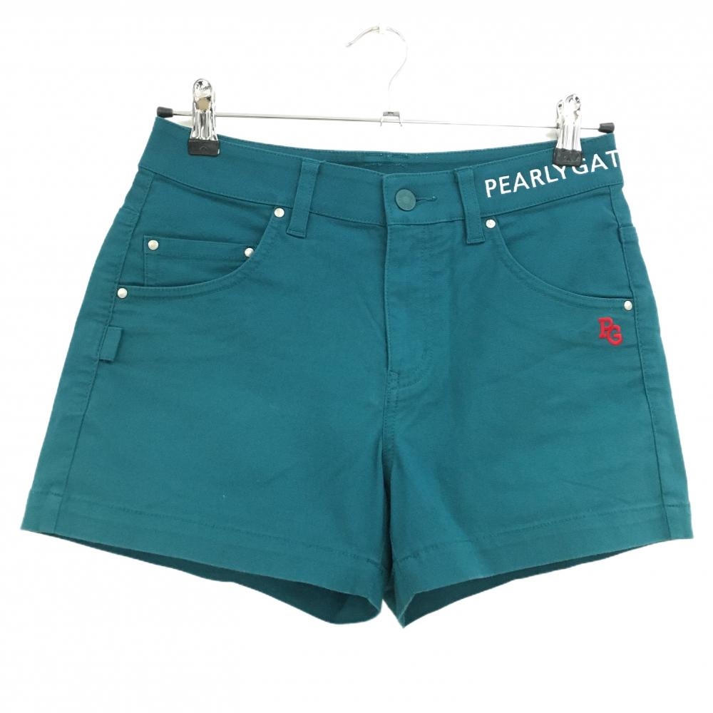 【美品】パーリーゲイツ ショートパンツ ブルーグリーン系×レッド×白  レディース 00(XS) ゴルフウェア PEARLY GATES