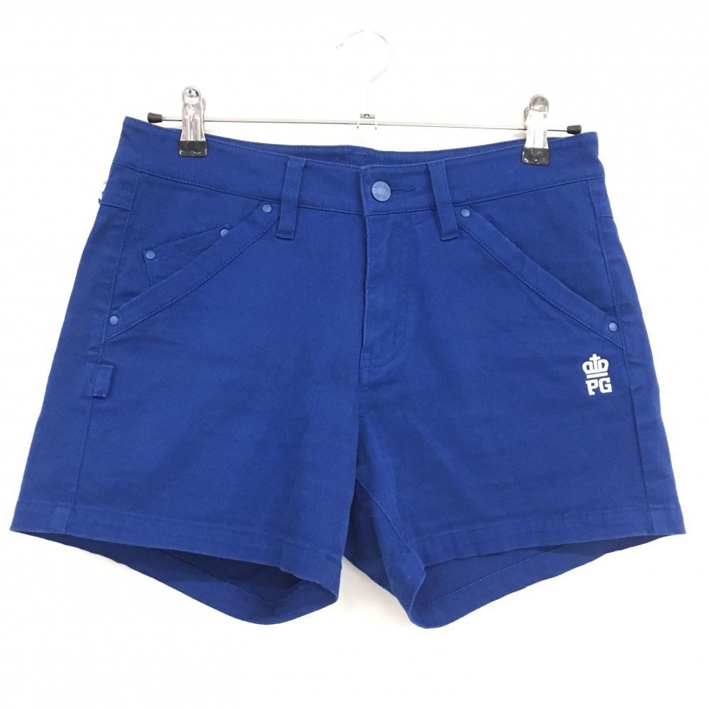 パーリーゲイツ ショートパンツ ブルー ロゴ白 ストレッチ  レディース 1(M) ゴルフウェア PEARLY GATES