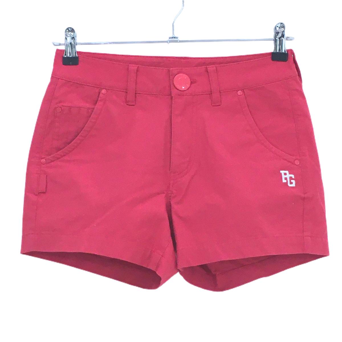 【美品】パーリーゲイツ ハーフパンツ レッド ロゴ白 ティー装着可 レディース 00(XS) ゴルフウェア PEARLY GATES