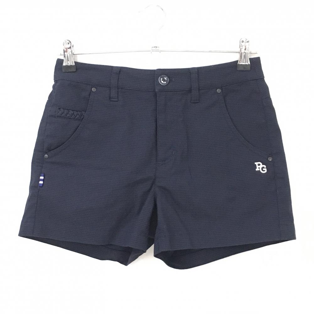 【超美品】パーリーゲイツ ショートパンツ ネイビー ポケット口三つ編み イカリ刺しゅう レディース 00(XS) ゴルフウェア PEARLY GATES