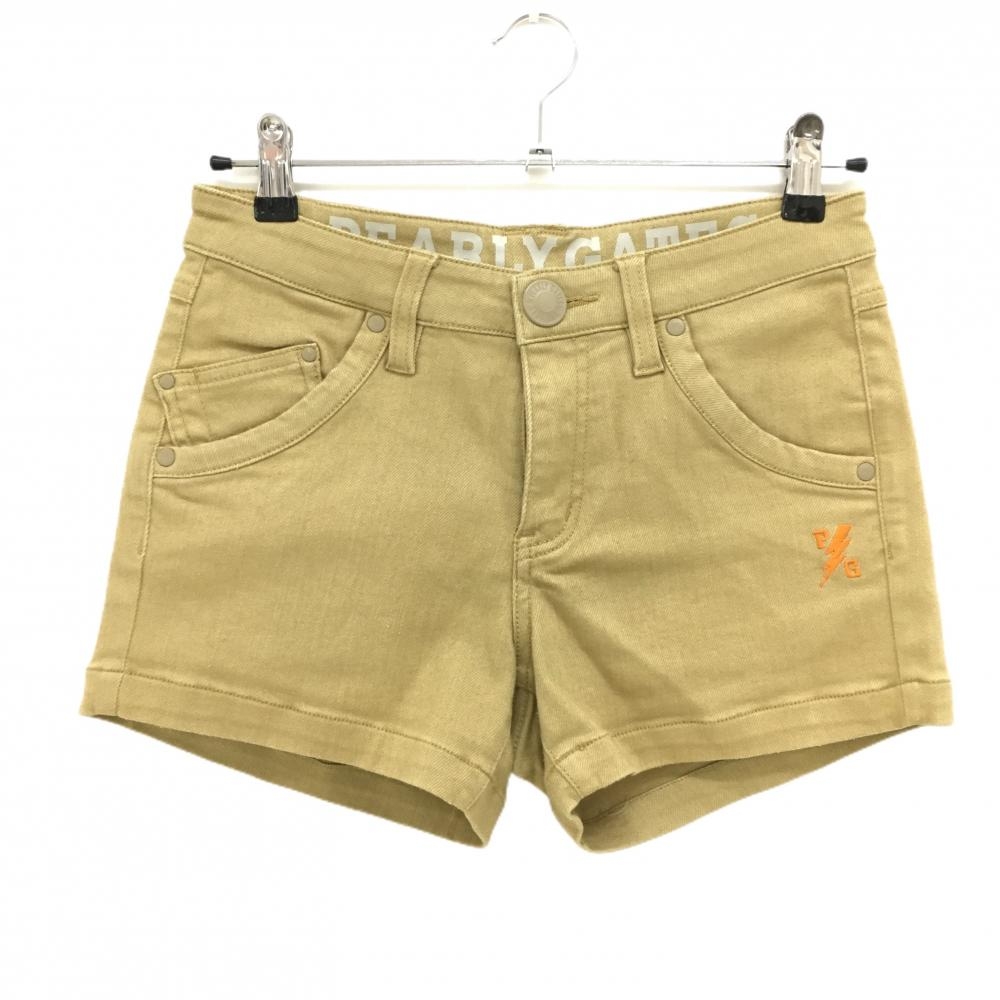 【美品】パーリーゲイツ ショートパンツ ベージュ ストレッチ ヒップロゴプリント レディース 0(S) ゴルフウェア PEARLY GATES
